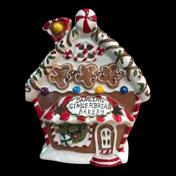 Vtg 2012 Blue Sky Clayworks "Dancing Gingerbread Bakery" Tea Light Candleholder - Picture 9 of 15